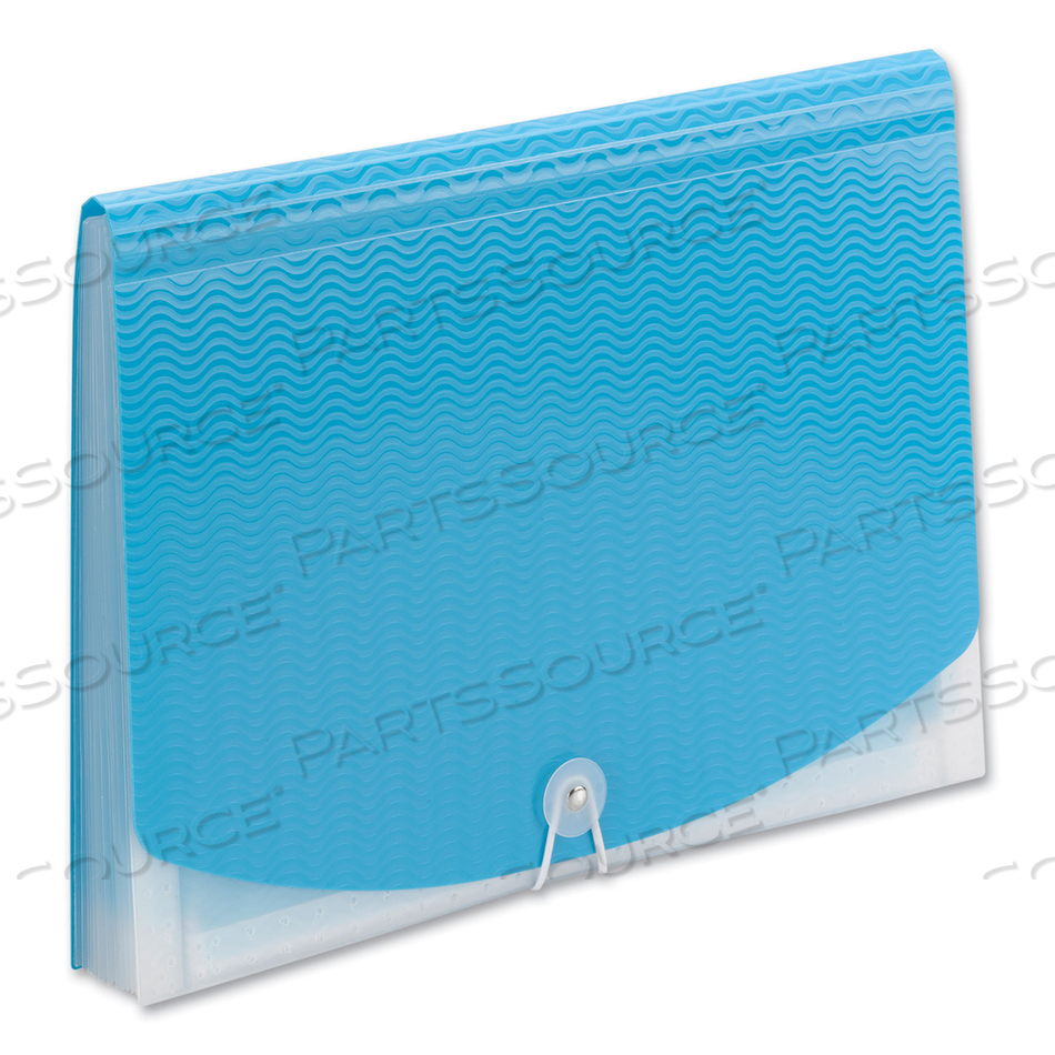 POLY EXPANDING FOLDERS, 12 SECTIONS, CORD/HOOK CLOSURE, 1/6-CUT TABS, LETTER SIZE, TEAL/CLEAR by Smead