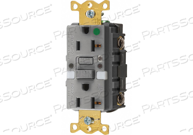 GFCI RCEPTCLE HSPITAL GR 20A 1 HP by Hubbell Incorporated, Wiring Device-Kellums GFCI RCEPTCLE HSPITAL GR 20A 1 HP by Hubbell Incorporated, Wiring Device-Kellums