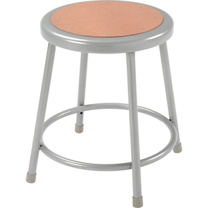 INTERION 18"H STEEL WORK STOOL WITH HARDBOARD SEAT - BACKLESS - GRAY - PACK OF 2 by National Public Seating