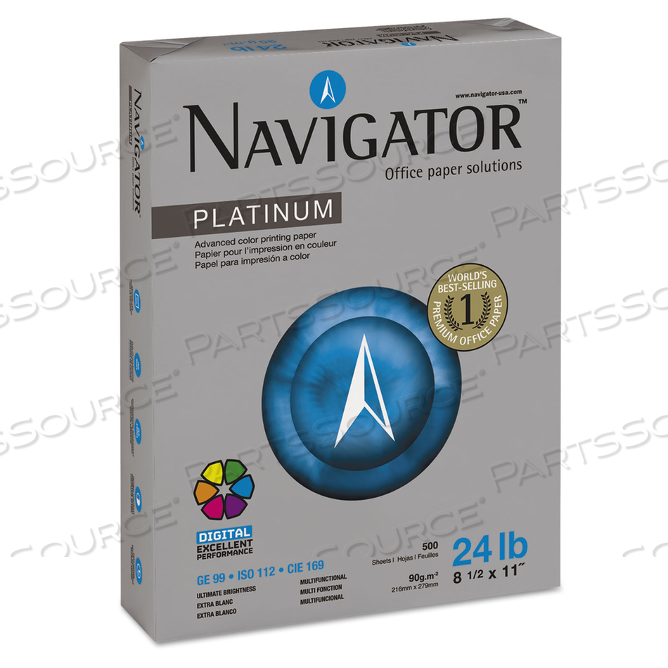 PLATINUM PAPER, 99 BRIGHT, 24 LB BOND WEIGHT, 8.5 X 11, WHITE, 500 SHEETS/REAM by Navigator PLATINUM PAPER, 99 BRIGHT, 24 LB BOND WEIGHT, 8.5 X 11, WHITE, 500 SHEETS/REAM by Navigator