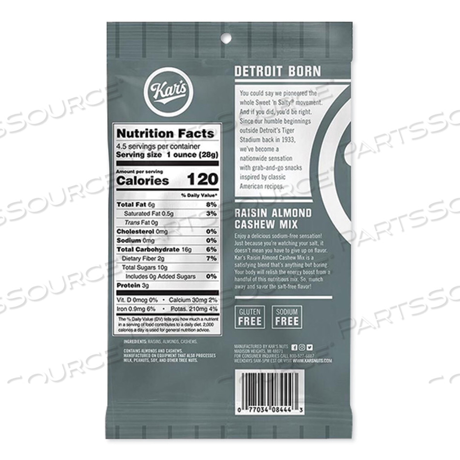 FRESH HARVEST TRAIL MIX, RAISIN ALMOND CASHEW, 4.5 OZ BAG by Kar's