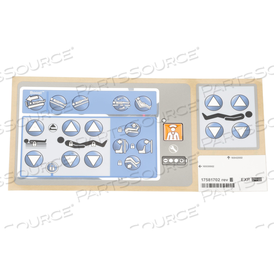 RIGHT HAND NURSE CALL CONTROL LABEL KIT FOR PROGRESSA BED SYSTEM by Hillrom