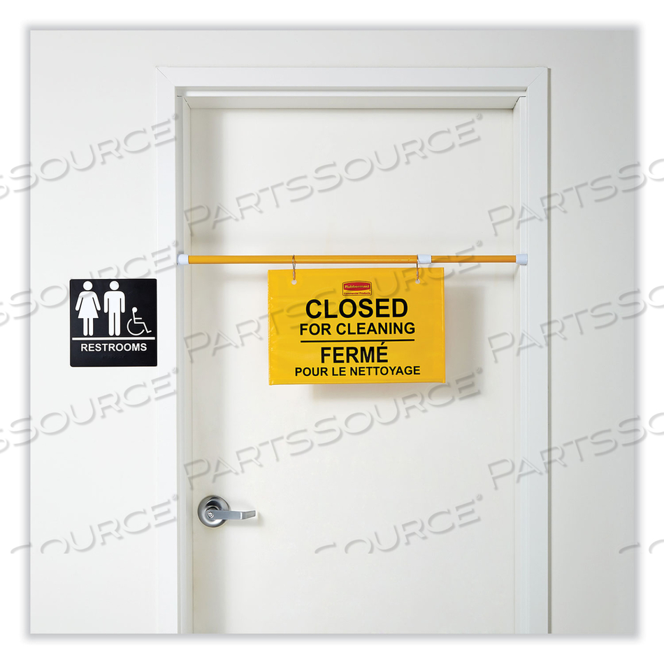 SITE SAFETY HANGING SIGN, 50 X 1 X 13, MULTI-LINGUAL, YELLOW by Rubbermaid Medical Division