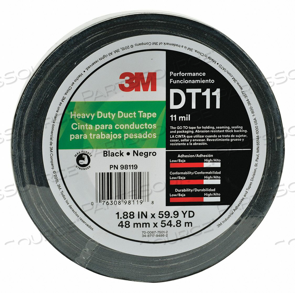 DUCT TAPE BLACK 11 MIL 54.8M L X 48MM W by 3M Consumer