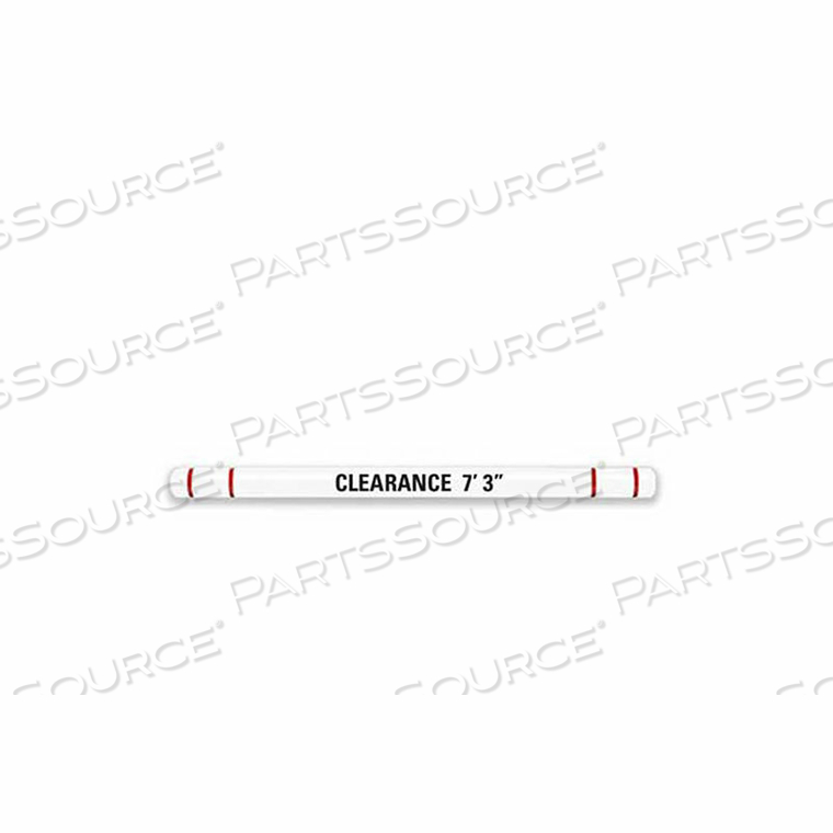 CLEARANCE BAR, 7"D X 120"L, WHITE W/RED TAPE, GRAPHICS by Post Guard