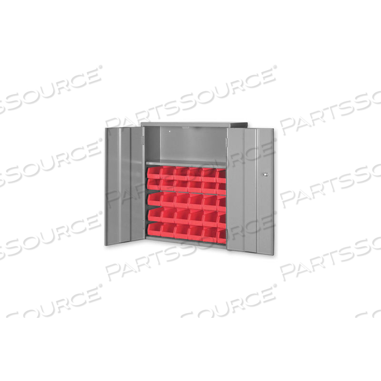 WALL & BENCH BIN CABINET WBC-2630 - 26-1/2 X 9 X 30, BLUE, 24 YELLOW BINS by Pucel Enterprises