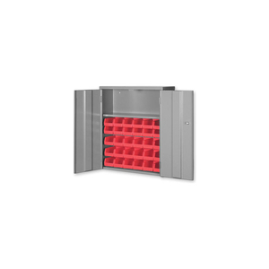 WALL & BENCH BIN CABINET WBC-2630 - 26-1/2 X 9 X 30, BLUE, 24 YELLOW BINS by Pucel Enterprises