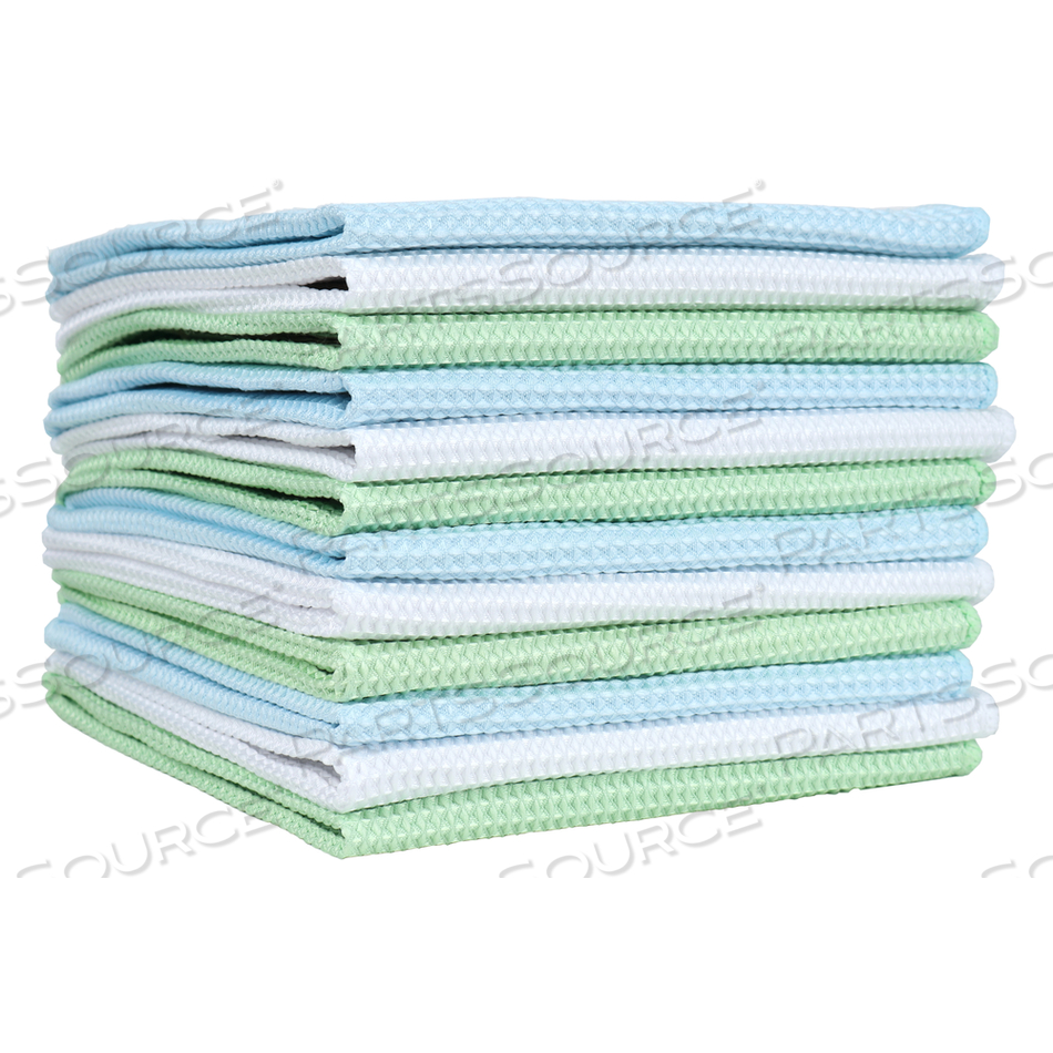 WAFFLE MICROFIBER CLOTHS - 16 X 16 - GREEN by Monarch Brands Inc.