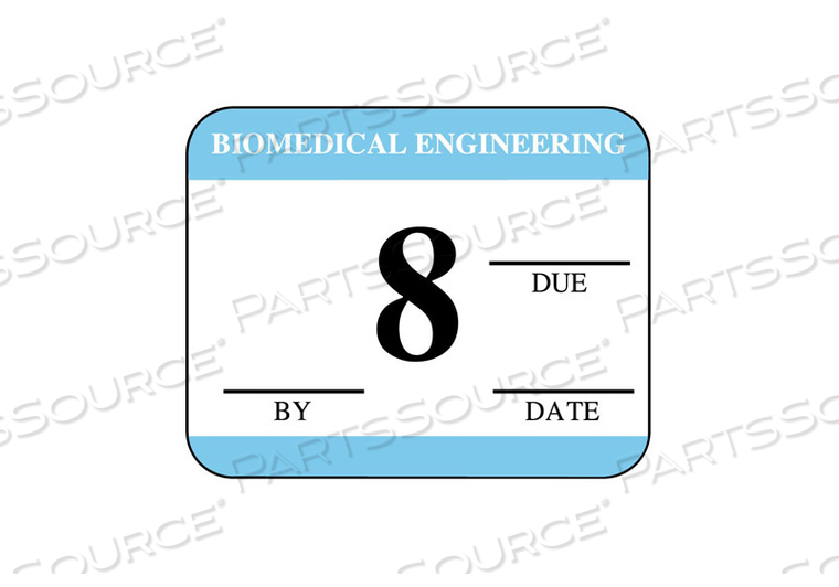 LABEL, BIOMEDICAL ENGINEERING INSPECTION, SYNTHETIC PAPER, LIGHT BLUE, WHITE BACKGROUND, 1-1/4 IN X 1 IN by United Ad Label