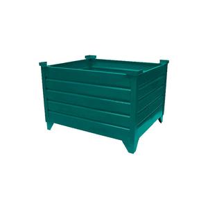 STACKABLE STEEL CONTAINER SOLID, 48"L X 48"W X 24"H, GREEN by Topper Industrial