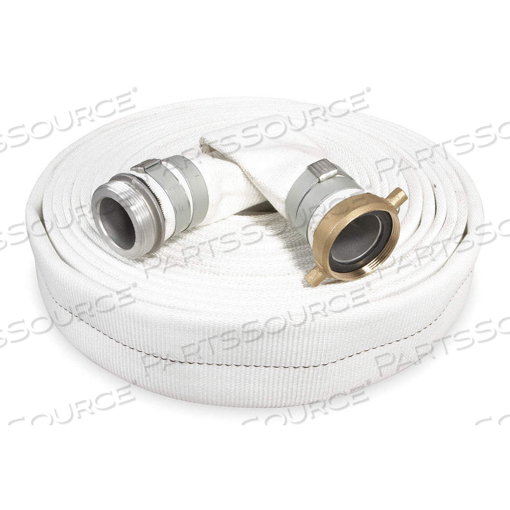 WATER DISCHARGE HOSE, 2 IN HOSE INSIDE DIA., 50 FT HOSE LG, 125 PSI, WHITE, 2 IN X 2 IN FITTING SIZE by Approved Vendor