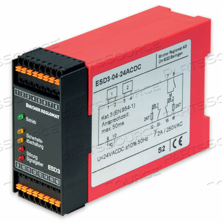 SAFETY CONTROLLER, AUTOMATIC RESET, 24VAC/DC, SAFETY CATEGORY 3 CEN by Bircher America