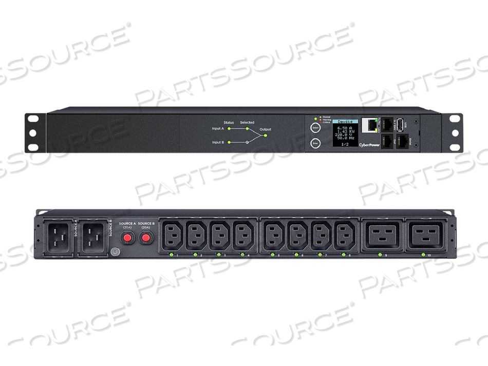 SWITCHED ATS PDU44005, POWER DISTRIBUTION UNIT (RACK-MOUNTABLE), AC 200-240 V, 1-PHASE, ETHERNET, SERIAL, INPUT: 2 X IEC 60320 C20, OUTPUT C by CyberPower SWITCHED ATS PDU44005, POWER DISTRIBUTION UNIT (RACK-MOUNTABLE), AC 200-240 V, 1-PHASE, ETHERNET, SERIAL, INPUT: 2 X IEC 60320 C20, OUTPUT C by CyberPower