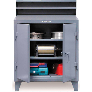 SHOP DESK - 2 SHELVES & PIGEONHOLE COMPARTMENT RISER 36"W X 28"D X 54"H - GRAY by Strong Hold