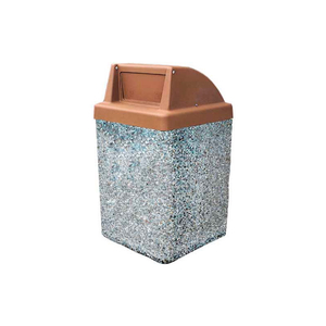 CONCRETE WASTE RECEPTACLE W/BROWN PUSH DOOR TOP - 25" X 25" GRAY/TAN by Wausau Tile