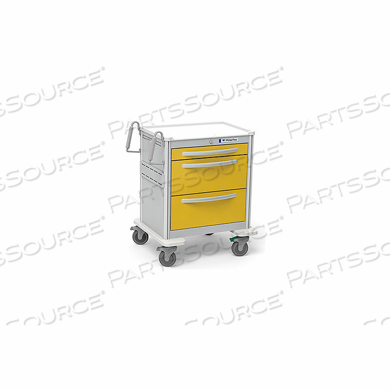 3-DRAWER ALUMINUM SHORT ISOLATION CART, KEY LOCK, YELLOW by Waterloo Healthcare 3-DRAWER ALUMINUM SHORT ISOLATION CART, KEY LOCK, YELLOW by Waterloo Healthcare