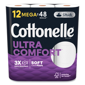 ULTRA COMFORTCARE TOILET PAPER, SOFT TISSUE, MEGA ROLLS, SEPTIC SAFE, 2-PLY, WHITE, 284/ROLL, 12 ROLLS/PACK, 48 ROLLS/CARTON by Cottonelle