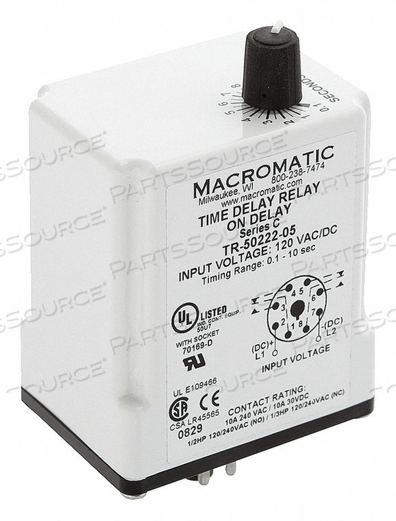 H7794 TIME DELAY RELAY 24VAC/DC 10A DPDT by Macromatic