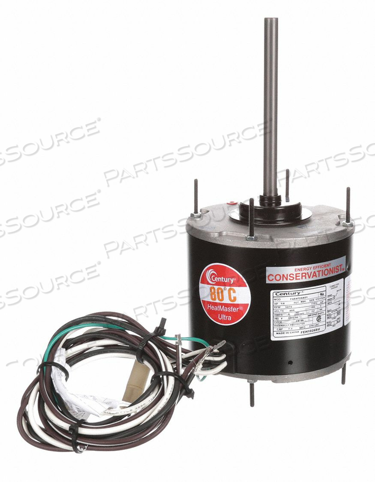 CONDENSER FAN MOTOR 1/4 HP 1075 RPM 1-PH by Regal Beloit America, Inc. (Century Electric Motors) CONDENSER FAN MOTOR 1/4 HP 1075 RPM 1-PH by Regal Beloit America, Inc. (Century Electric Motors)