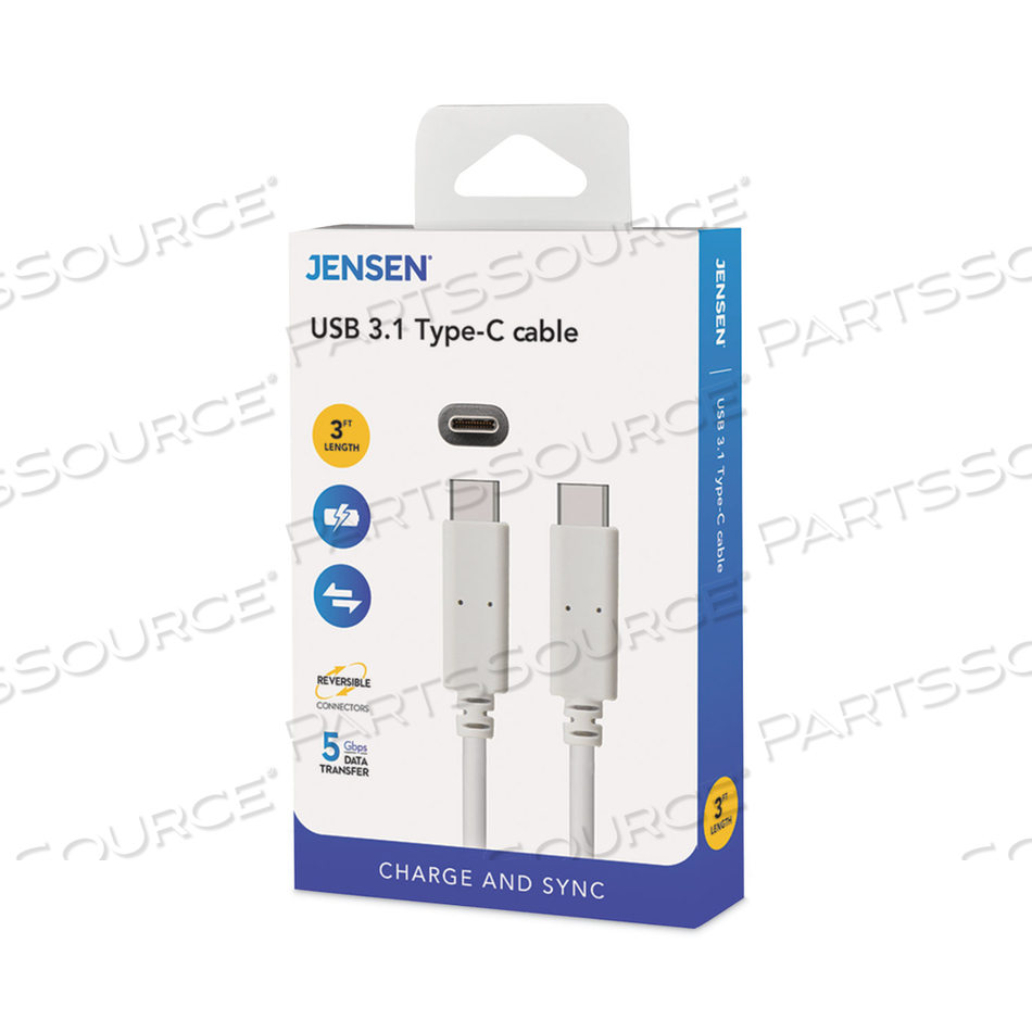 USB-C 3.1 TYPE-C, 5 GBPS, 3 FT, WHITE 