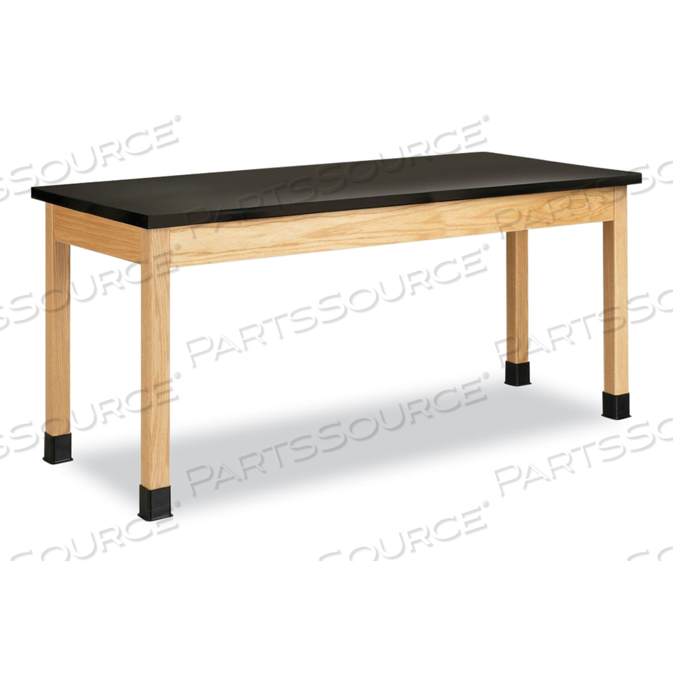 CLASSROOM SCIENCE TABLE, 72W X 30D X 30H, BLACK CHEMGUARD HIGH PRESSURE LAMINATE (HPL) TOP, OAK BASE 