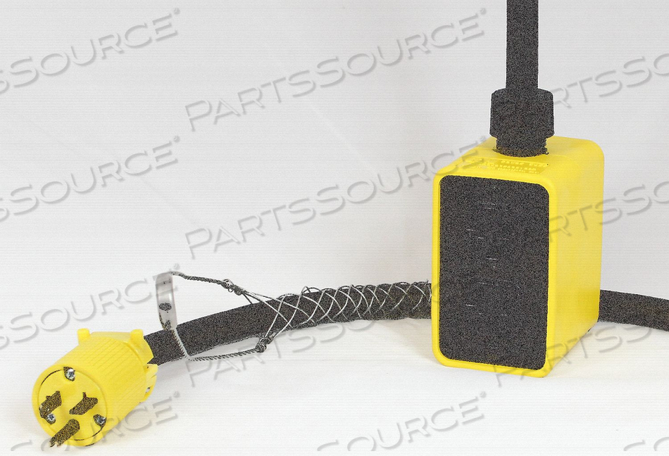 PENDANT DROP OUTLET BOX, 25 FT, 20 A, 125 VAC, 12 AWG, NEMA 5-20P TO NEMA 5-20R, YELLOW by KH Industries