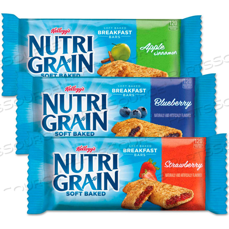 NUTRI-GRAIN CEREAL BARS APPLE CINNAMON, BLUEBERRY, STRAWBERRY, 1.3 OZ., 48/CTN by Kellogg's