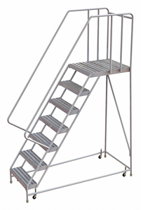 ROLLING LADDER 7 STEP ALUMINUM RIBBED by Tri-Arc