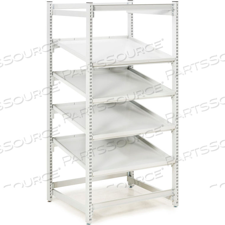 FIFO FLOW RACK M36, 4 STEEL SHELVES, 36-27/37"W X 31-49/71"D X 73-3/13"H, 485 LB. CAP.- GRAY by Treston