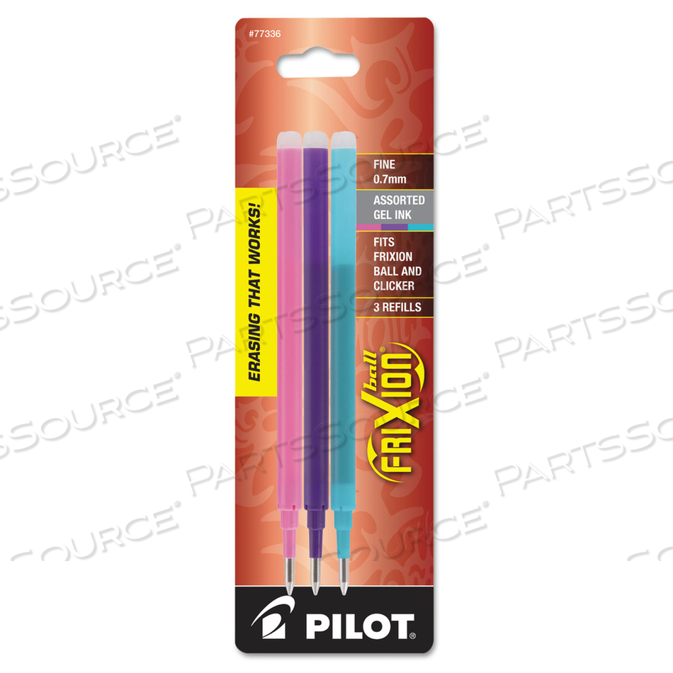 REFILL FOR PILOT FRIXION ERASABLE, FRIXION BALL, FRIXION CLICKER AND FRIXION LX GEL INK PENS, FINE TIP, ASSORTED INK by Pilot