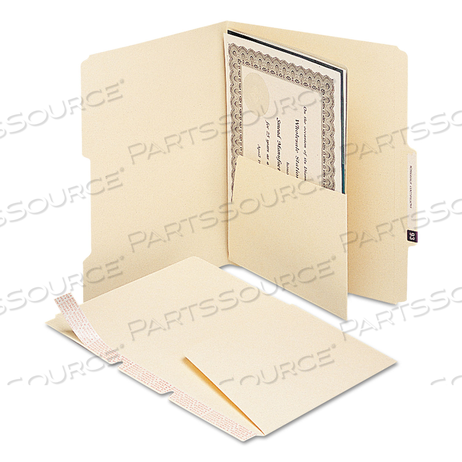 SELF-ADHESIVE FOLDER DIVIDERS WITH 5.5" POCKETS FOR TOP/END TAB FOLDERS, 1 FASTENER, LETTER SIZE, MANILA by Smead