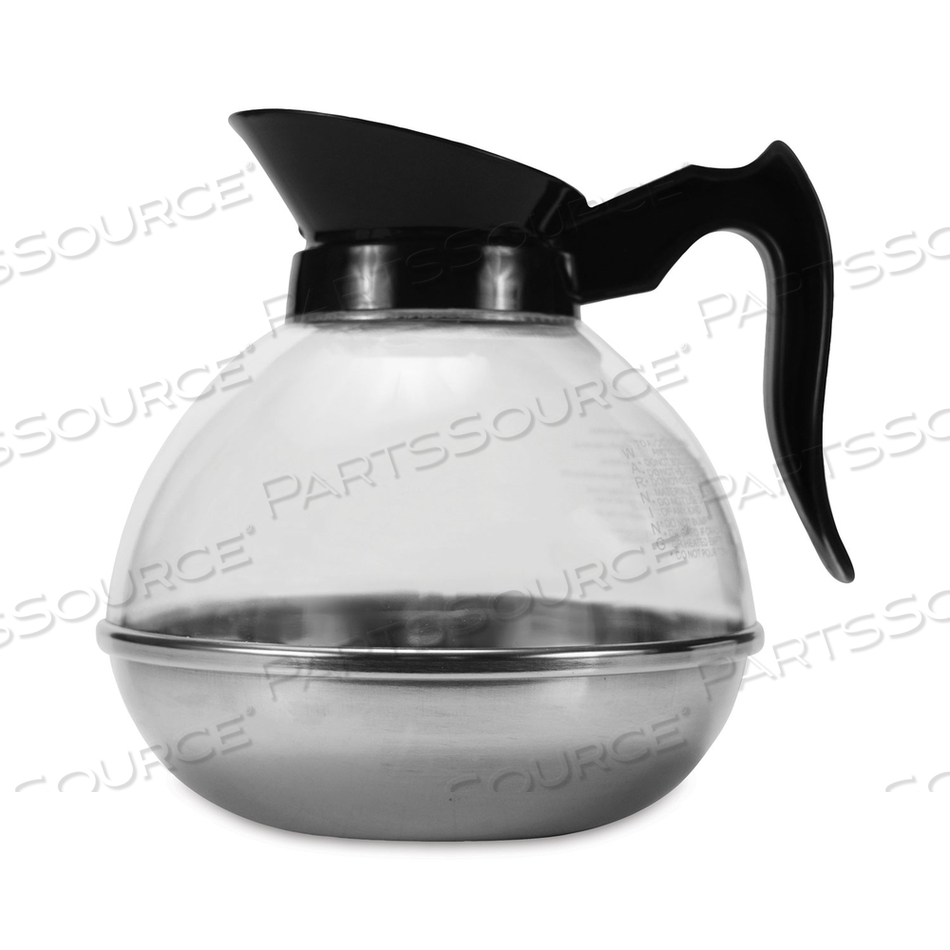 UNBREAKABLE REGULAR COFFEE DECANTER, 12-CUP, STAINLESS STEEL/POLYCARBONATE, BLACK HANDLE by Coffee Pro UNBREAKABLE REGULAR COFFEE DECANTER, 12-CUP, STAINLESS STEEL/POLYCARBONATE, BLACK HANDLE by Coffee Pro