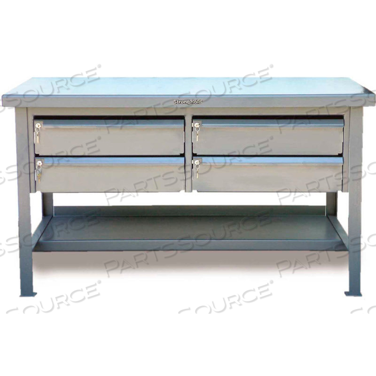 72"W X 36"D 4 DRAWER WITH STEEL TOP WORKBENCH by Strong Hold