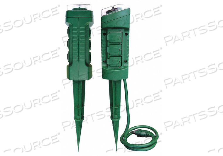 PROGRAMABLE OUTDOOR POWER STAKE, NUMBER OF OUTLETS 6, MAX. AMPS 15 A, VOLTAGE 120V AC, HOUSING MATERIAL NORYL, SPECIAL FEATURES PHOTOCELL AC by Power First