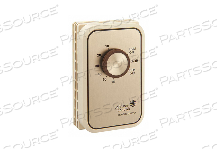 120/208/240 SPDT HUMIDITY CONTROL, RANGE 0 TO 70% RH, KNOB (CONTROLS HUMIDITY AND OR DEHUMIDIFCATION by Johnson Controls 120/208/240 SPDT HUMIDITY CONTROL, RANGE 0 TO 70% RH, KNOB (CONTROLS HUMIDITY AND OR DEHUMIDIFCATION by Johnson Controls
