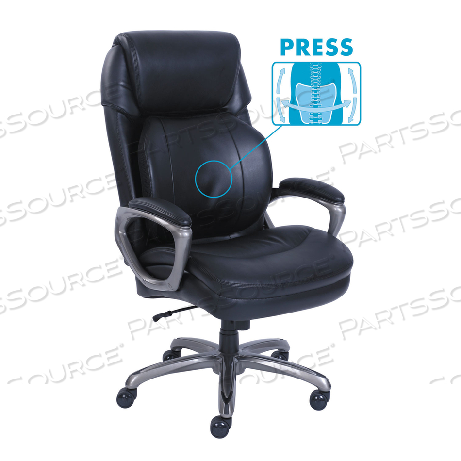 COSSET BIG AND TALL EXECUTIVE CHAIR, SUPPORTS UP TO 400 LB, 19" TO 22" SEAT HEIGHT, BLACK SEAT/BACK, SLATE BASE by SertaPedic COSSET BIG AND TALL EXECUTIVE CHAIR, SUPPORTS UP TO 400 LB, 19" TO 22" SEAT HEIGHT, BLACK SEAT/BACK, SLATE BASE by SertaPedic