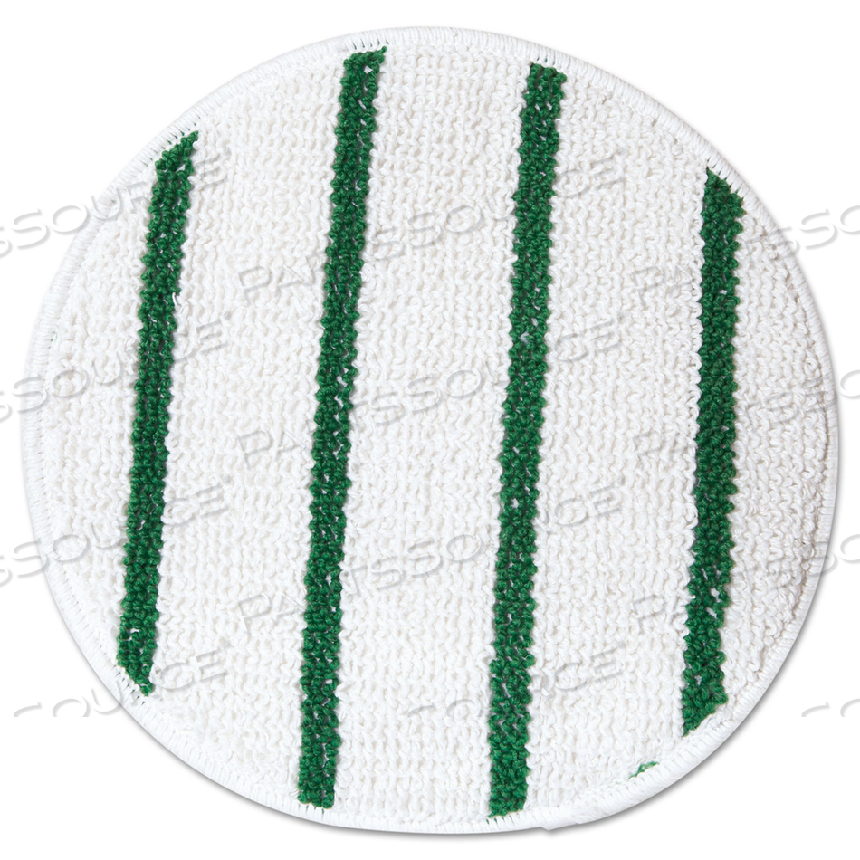 LOW PROFILE SCRUB-STRIP CARPET BONNET, 17" DIAMETER, WHITE/GREEN 