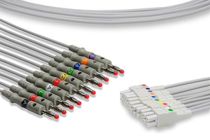 10 LEAD BANANA PLUG LEADWIRE SET by AirLife (aka SunMed Group, LLC)