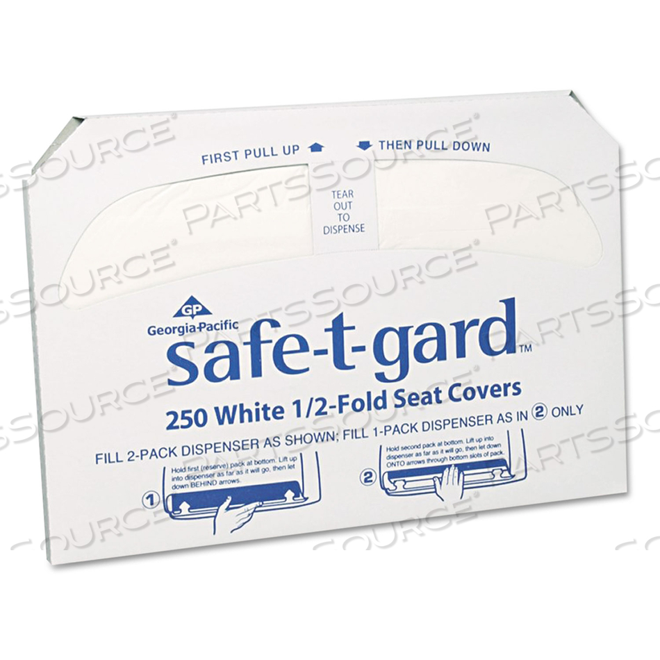 SAFE-T-GARD HALF-FOLD TOILET SEAT COVERS, 14.5 X 17, WHITE by Georgia-Pacific
