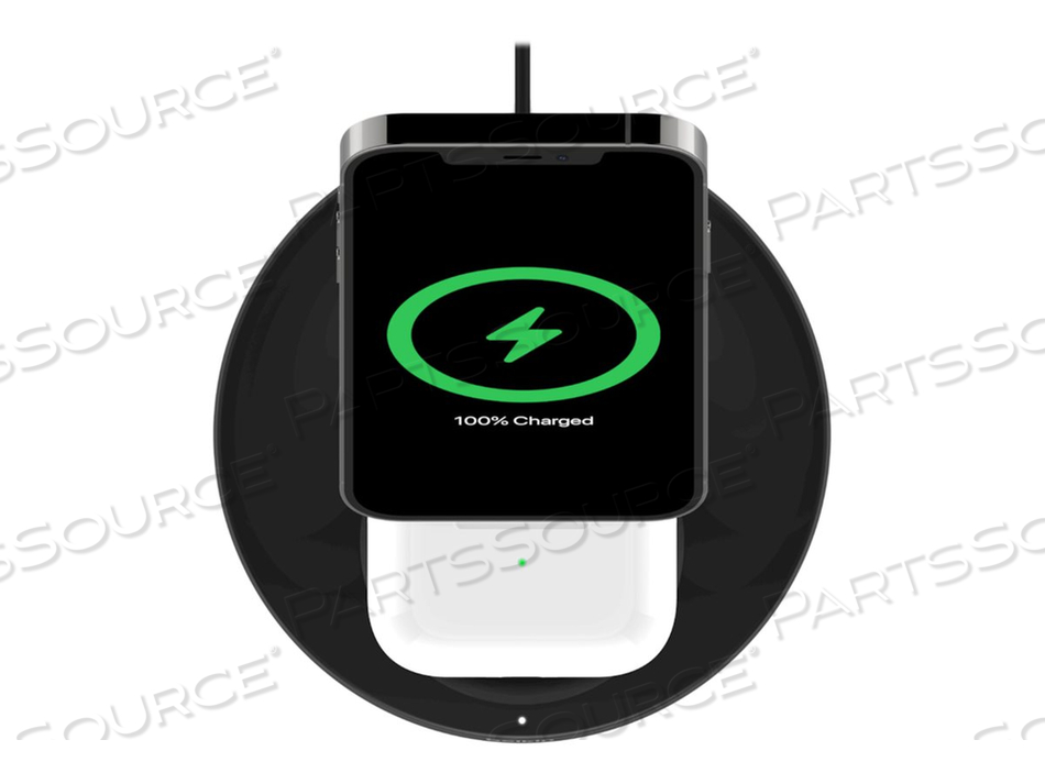 15W BLACK BOOST CHARGE PRO MAGSAFE 2-IN-1 WIRELESS CHARGING STAND WITH AC POWER ADAPTER 