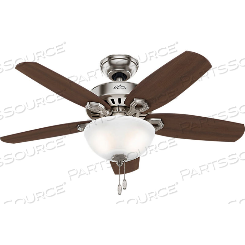 42" BUILDER SMALL ROOM CEILING FAN WITH LIGHT - BRUSHED NICKEL by Hunter Fan Co. / Casablanca Fand Co. 42" BUILDER SMALL ROOM CEILING FAN WITH LIGHT - BRUSHED NICKEL by Hunter Fan Co. / Casablanca Fand Co.