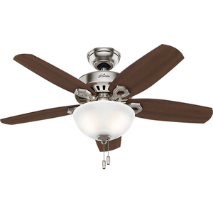 42" BUILDER SMALL ROOM CEILING FAN WITH LIGHT - BRUSHED NICKEL by Hunter Fan Co. / Casablanca Fand Co.