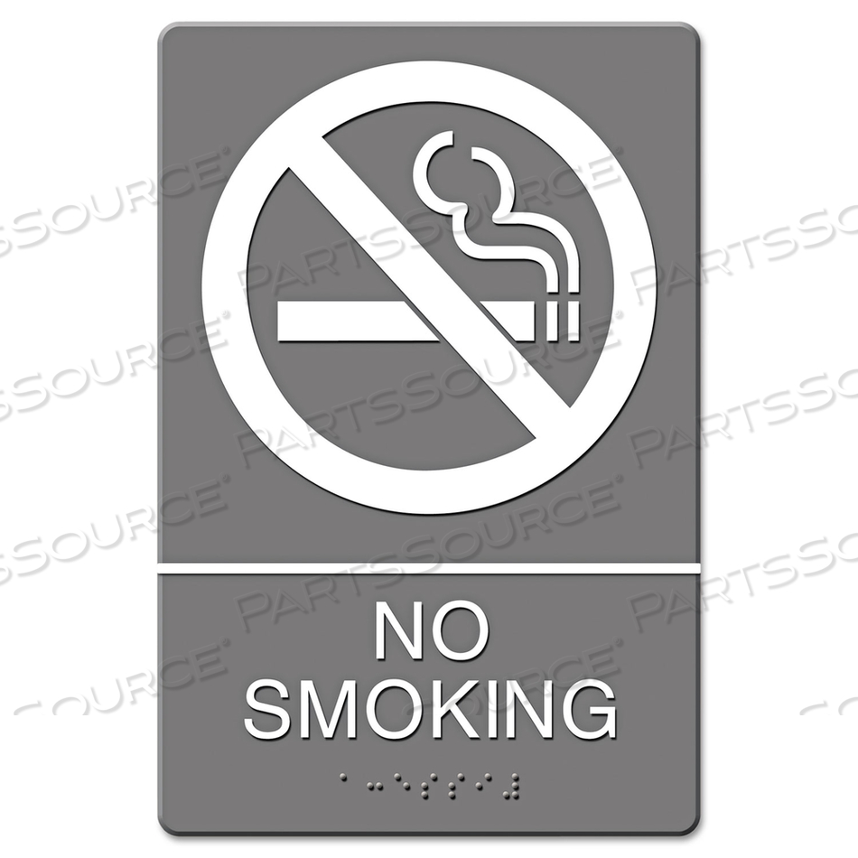ADA SIGN, NO SMOKING SYMBOL W/TACTILE GRAPHIC, MOLDED PLASTIC, 6 X 9, GRAY by HeadLine Sign ADA SIGN, NO SMOKING SYMBOL W/TACTILE GRAPHIC, MOLDED PLASTIC, 6 X 9, GRAY by HeadLine Sign