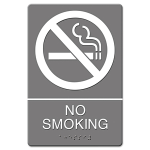 ADA SIGN, NO SMOKING SYMBOL W/TACTILE GRAPHIC, MOLDED PLASTIC, 6 X 9, GRAY by HeadLine Sign