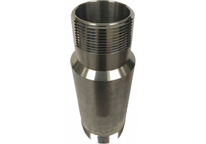 SWAGE NIPPLE, 304/304L STAINLESS STEEL, 2 IN X 1 1/2 IN FITTING PIPE SIZE, THREADED X THREADED by Penn Machine Works