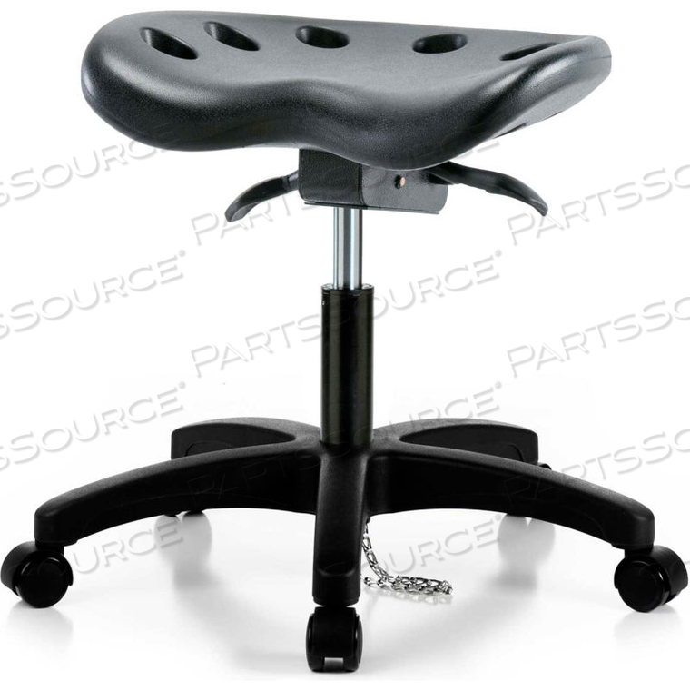 INTERION ESD POLYURETHANE TRACTOR STOOL WITH SEAT TILT - BLACK W/ BLACK BASE by E Com Inc INTERION ESD POLYURETHANE TRACTOR STOOL WITH SEAT TILT - BLACK W/ BLACK BASE by E Com Inc
