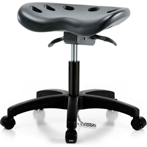 INTERION ESD POLYURETHANE TRACTOR STOOL WITH SEAT TILT - BLACK W/ BLACK BASE by E Com Inc