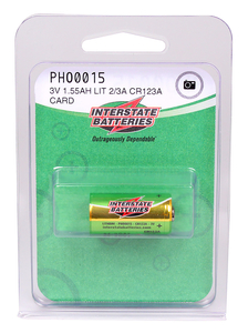 BATTERY, 1.55AH CAPACITY, LITHIUM CHEMISTRY, 3V VOLTAGE RATING, FOR USE WITH: FOR CR123A by Interstate All Battery