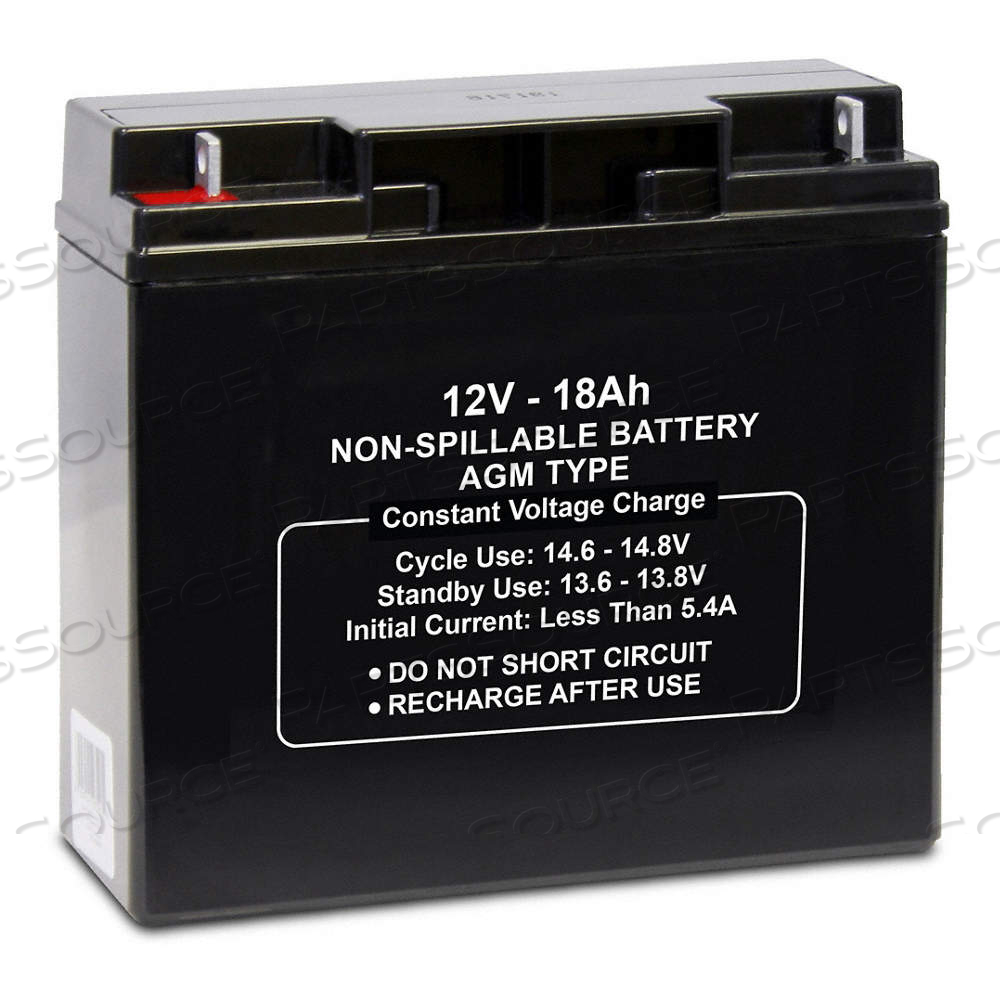 SEALED LEAD ACID BATTERY, 12V DC, 18 AH CAPACITY, 6.6 IN HT, 3.06 IN WD, 7.15 IN DP by Approved Vendor
