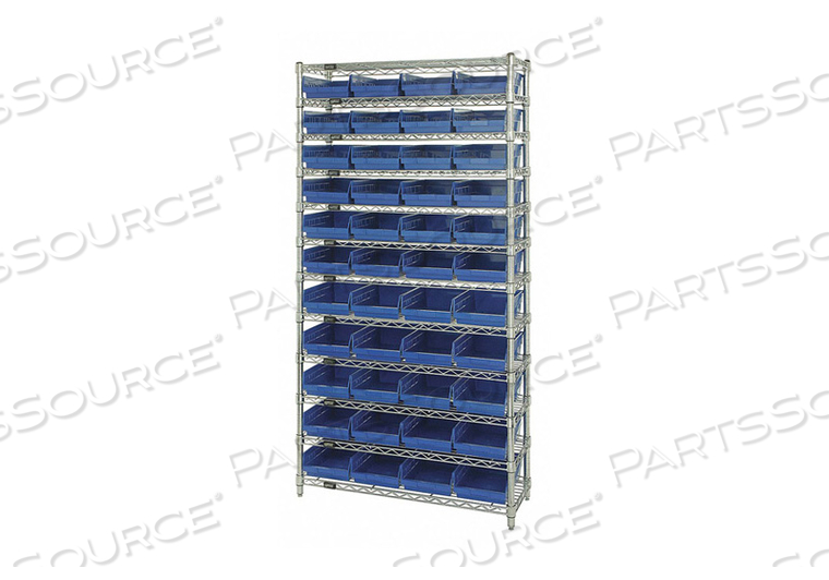 E3959 BIN SHELVING 74 OVERALL H 44 BINS BLUE by Quantum Storage Systems E3959 BIN SHELVING 74 OVERALL H 44 BINS BLUE by Quantum Storage Systems